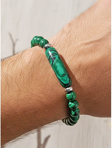  Herrenarmband aus Naturstein, mehrfarbige Perlen mit Akzenten, ideal für den St. Patrick's Day und den Alltag, stilvoll und einzigartig