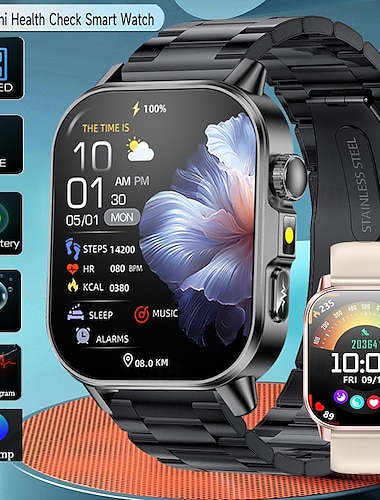  iMosi ET571 Smartklokke 2 tommers Smartklokke blåtann Skritteller Samtalepåminnelse Aktivitetsmonitor Kompatibel med Android iOS Unisex Håndfri bruk Vanntett Meldingspåminnelse IP68 41mm urkasse