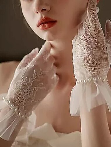  Terilén Csukló Kesztyű Elegáns / Stílusos Val vel Tiszta Szín Esküvői / party kesztyű