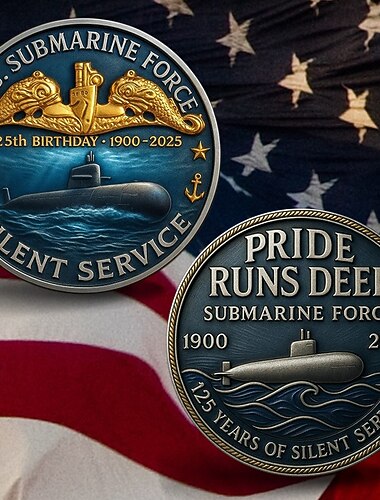  125-årsjubileumsmynt för den amerikanska ubåtsstyrkan, samlarmynt som hyllning till en ubåt i den amerikanska flottan, militärt utmaningsmynt, souvenir för veteraner