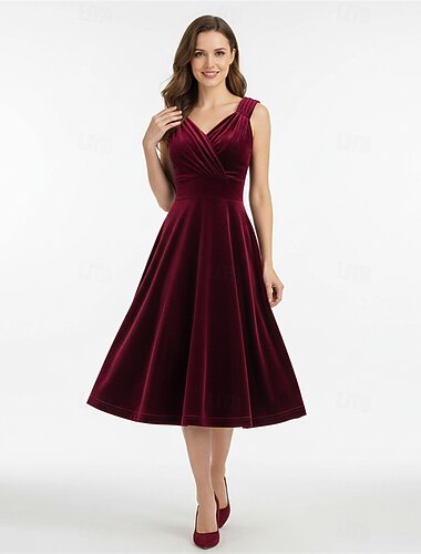  רטרו\וינטאג' שנות ה-50 שמלת קו שמלת נדנדה תחפושות בגדי ריקוד נשים שמלה מפוארת ראש השנה מסיבת נושא רטרו לבוש קוקטייל מבוגרים שמלה