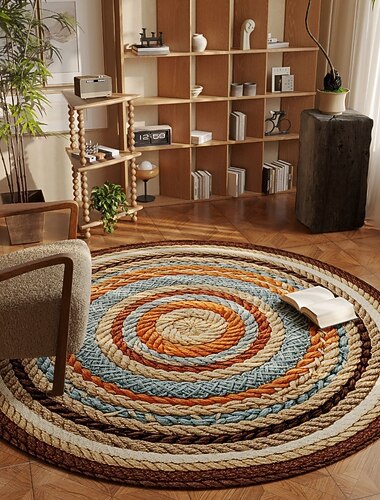  tappeto vintage boho chic rotondo per sedia, copridivano e tavolino di alta qualità, tappeto di lusso per soggiorno, tappetino antimacchia per camera da letto e armadio