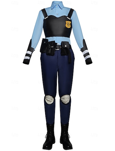  Detetive Animal Coelhinho Mulher policial Traje Cosplay Roupa Filme de aventura Fantasias Trajes temáticos de filmes e séries for Mulheres Para Meninas Adulto Crianças Dia Das Bruxas Carnaval