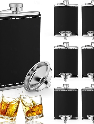  8-Unzen-Hüftflachmänner aus Leder für Spirituosen, auslaufsichere Edelstahl-Trinkflaschen mit Trichter, weiche Whiskygefäße, ideales Geschenk für Hochzeitsgäste und Brautjungfern.