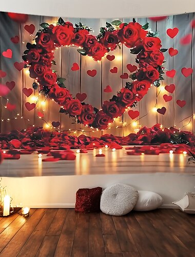  Dia dos Namorados tapeçaria Banners Cobertor Rose Amor Coração Estilo bonito Romântico 3D De Festa Sala de estar Fundos de fotografia Decoração para Pedido de Casamento Decoração de casa