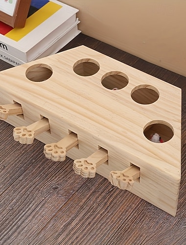  لعبة قطط مصنوعة من الخشب المعاد تدويره مع 6 موزعات مكافآت مخفية تفاعلية &قوالب على شكل آثار أقدام القطط - تحفيز ذهني آمن للقطط المتعددة &لعبة رياضية لجميع السلالات، نشاط إثراء للقطط، لعبة تفاعلية