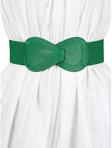  Damesriem van elastisch polyester, verkrijgbaar in verschillende kleuren, comfortabel en rekbaar, perfect voor St. Patrick's Day en dagelijks gebruik.