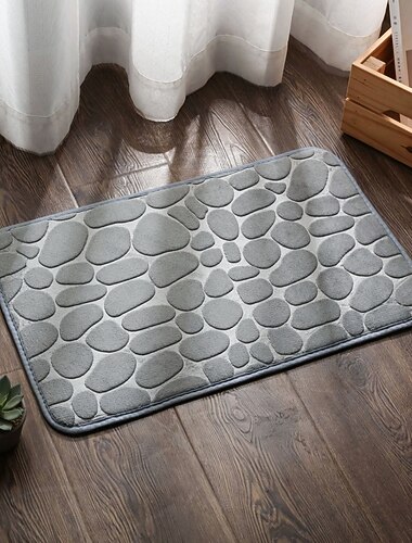  Badematte aus Korallensamt mit Steinprägung, dick, saugfähig und rutschfest, strapazierfähige Fußmatte für Bad, Eingangsbereich und Türrahmen, weiche und komfortable Wohnaccessoires