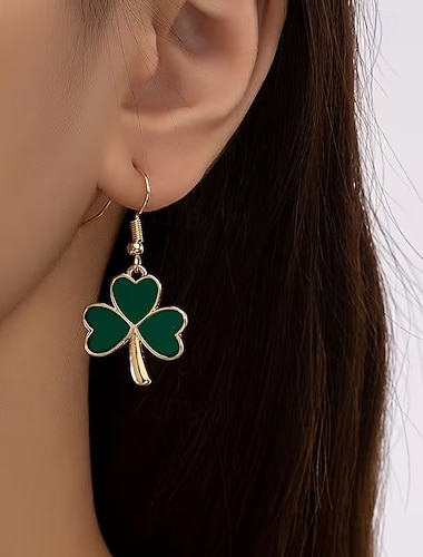  1 Paar Ohrringe zum St. Patrick's Day für Damen, modische, baumelnde grüne Kleeblatt-Ohrringe, irischer Festtagsschmuck, Weihnachtsgeschenk