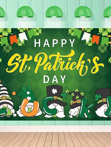  Tapeçaria verde para o Dia de São Patrício. &Enfeite de parede dourado com tema irlandês, trevo &Design de duende, decoração festiva para a celebração do Dia de São Patrício.