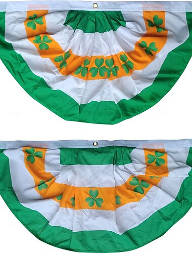  Fächerfahne zum St. Patrick's Day, Kleeblattmotiv, halbrundes Festivalbanner, irische Partydekoration, grüne Kleeblattfahne für die Feierlichkeiten zum St. Patrick's Day.