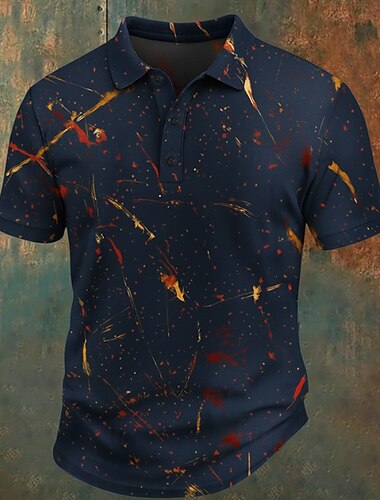  Per uomo Grafico Polo Manica Corta Magliette polo Camicie con Colletto Vintage Casual Athleisure Abbigliamento quotidiano Bottoni Estate Blu Nero Grigio