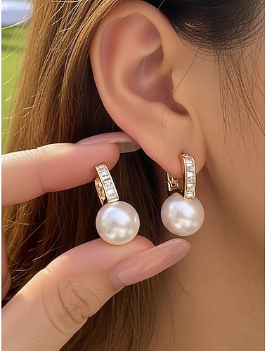  Damenohrringe aus einer Legierung mit Imitationsperlen – elegantes Design in verschiedenen Farben, perfekt für Hochzeiten und den Alltag