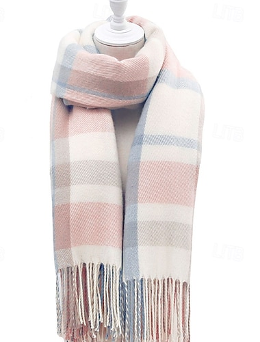  Damen Rechteckiger Schal Infinity-Schal Täglich Outdoor Straße Blau Rosa Schal Karomuster