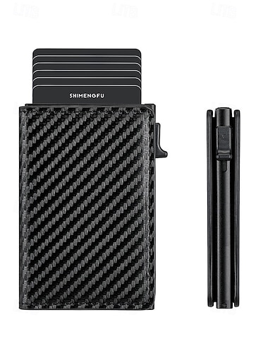  Herenportemonnee met RFID-blokkering, koolstofvezelpatroon, imitatieleer, verkrijgbaar in diverse kleuren, stijlvol en duurzaam, perfect voor dagelijks gebruik en als cadeau.