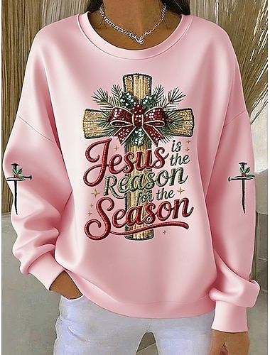  Per donna Pullover Felpe Stampato Grafico Lettera Casual Manica Lunga Girocollo Top Regolari Casuale Streetwear Abbigliamento Quotidiano Blu Bianco Rosa Rosso Arancione Autunno Inverno