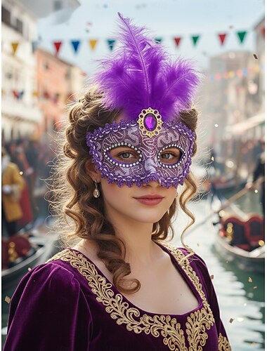  Vrouwen Groene Veer Venetiaanse Maskerade Masker - Luxe Baroque Kristallen Versierde Carnavalskostuum Accessoire voor Venetië Festival Mardi Gras  Maskerade Feesten