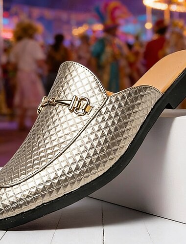  Menns Mardi Gras Metallisk Gull Loafers – Stilige Slip-On Sko med Glamourøs Finish Karneval Fester og Motebevisste Utseende