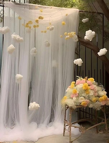  Gartendekorationsnetze, weicher Tüll für eine besondere Atmosphäre in Einkaufszentren, Bühnenhintergrund, weiße Stoffvorhänge für Outdoor-Fotografie, elegante, transparente Gardinen für