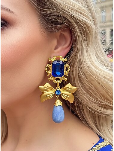  Dames Mardi Gras Multi-Stijl Gouden Legering  Kristallen Hangers – Luxe Retro Accessoire voor Carnaval en Themapartijen