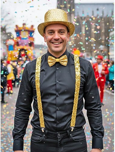  רצועות וצעיף בגולף גברים עשויים פוליאסטר אלסטי עם זמינות במגוון צבעים – מושלם למסיבות קארנבל ומסכות