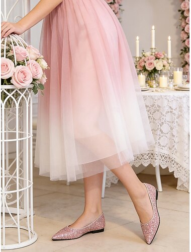  Dámské Svatební obuv Větší velikosti Šumivé boty Svatební boty Třpytivé flitry Rovná podrážka Palec do špičky Elegantní PU Syntetický Povaleč Stříbrná Růžová Světle hnědá
