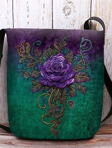  fluweelzachte polyester schoudertas voor dames, met patronen van levensbomen en bloemen, meerdere ontwerpopties voor casual en bohemian stijlen