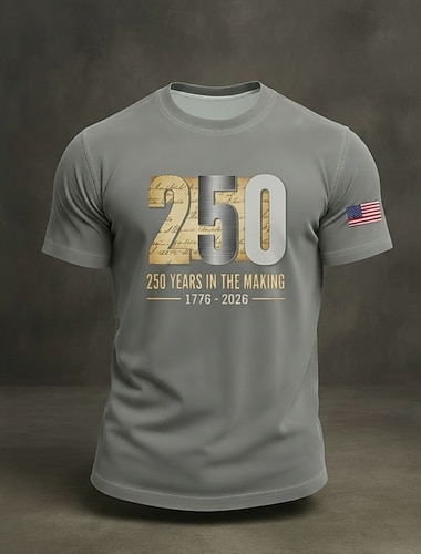  Amerikas 250-årsjubileum Herre Grafisk Amerikansk amerikansk flagg T skjorte Kortermet skjorte T-skjorte Kortermet T skjorte 3D-utskrift Crew-hals Skjorte Mote Daglig Grunnleggende Daglig Feriereise