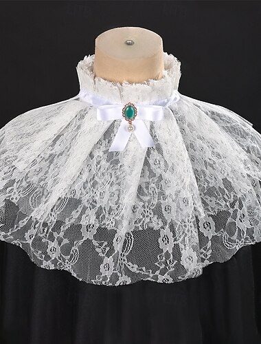  Rococó Vitoriano Renascentista Gola de babados elizabetana Vampiros Nobre Fantasia Homens Dia Das Bruxas Carnaval Espetáculo LARP Ren Faire Adulto Colar