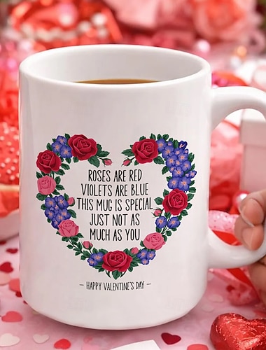  Valentinstagsgeschenkbecher „Du bist etwas Besonderes“ – Kaffeetasse mit floralem Rosenherz-Design, einzigartiges Geschenk für Ihre Liebsten, romantische Keramiktasse für Tee oder Kaffee.