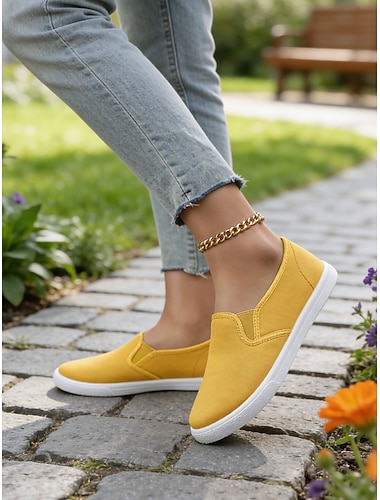  Женские парусиновые кроссовки без застежек – легкие минималистичные туфли на плоской подошве для повседневных дел, прогулок в парке и выходных на бранч