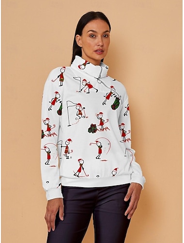  Mulheres Moletom Branco Manga Longa Blusas Roupas femininas de golfe, roupas, roupas, roupas