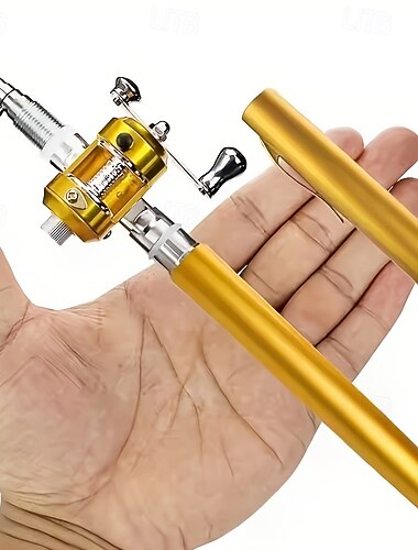  Kompaktes, tragbares Angelset für unterwegs, doppelseitiges Teleskop-Angelset mit Rolle aus Aluminiumlegierung, beidhändig bedienbar, schnelle Aktion, ohne Akku, ideal für Anfänger – Angelset fürs