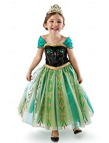  Snødronningen Frost Eventyr Prinsesse Anna Blomsterpikekjole Temafestkostyme Tyll kjoler Cosplay for Jente Barne Jul Karneval Maskerade Bryllup Bryllupsgjest