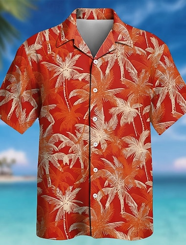  Homme Cocotier Plantes Tropicales Chemise Chemise à col cubain Chemise hawaïenne Manche Courte Hawaïen Vacances Fête Tenue de plage Été Printemps Chemise à col camp Impression 3D Bleu Rouge Violet