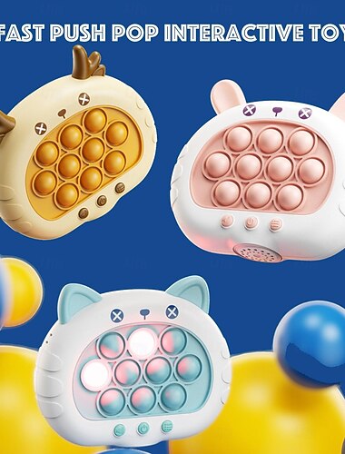  gyerekeknek gyorstolós buborék-pop kézi izgul szenzoros játékjátékok, kézi világító gyorstolós pop játékkonzol fiúknak és lányoknak, születésnap gyerekeknek és felnőtteknek