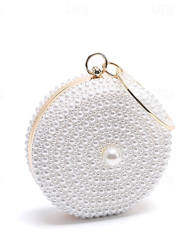  Dámské Peněženka Večerní Bag Večerní kabelka Peněženka na mince Kožené Párty Svatebnívečírek Perličky Pevná barva Zlatá / bílá Mandlová