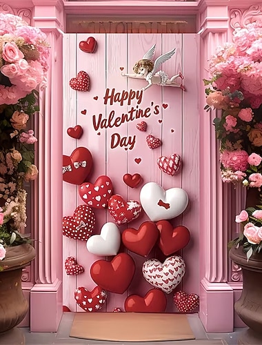  Día de San Valentín Carteles Cubierta de la puerta pancartas al aire libre Amor Corazón Estilo lindo Romántico 3D Fiesta Residencia universitaria Fondos de disparos Puerta de Entrada Decoración de