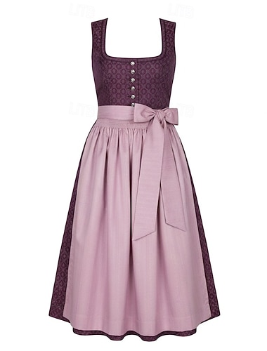  Oktoberfest Robe Dirndl Robes traditionnelles Femme de ménage Bavarois Allemand Prairies Femmes Tissu de style traditionnel Robe Tablier Sans chemisier
