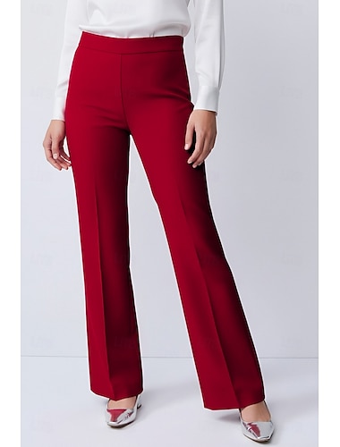  Per donna Da donna Pantaloni da abito Vestibilità dritta Affari Ufficio Formale Tessuto Elasticizzato Elegante Semplice