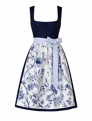  Oktoberfest فساتين فستان درندل Trachtenkleader عاملة نظافة البافارية ألماني المراعي نسائي قماش النمط التقليدي فستان مئزر بدون بلوزة