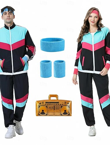  Retro / vintage 1980erne Hip Hop Drakter Tilbehør sett Sportsklær med tilbehør Lange Ermer Disk Kostyme Herre Dame Karnevalskostyme Halloween Karneval Nytt År Pride-parade Pride måned Voksen Mer