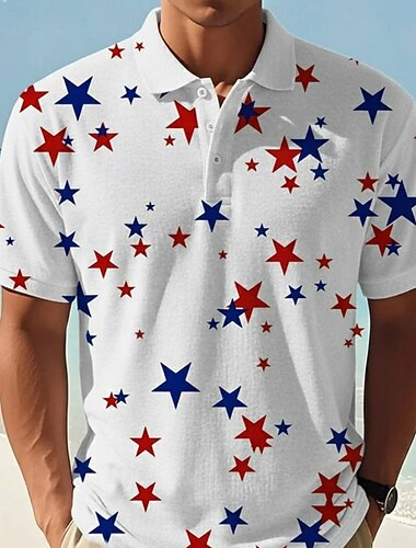  4. července 2026 250. Pánské Yıldız Pólo Krátký rukáv Polo tričko Košile s límečkem Na běžné nošení Oblečení na atletiku Knoflíky Léto Bílá