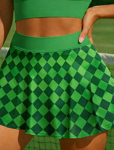  St. Patrick Damen Lässiger Rock Tennisröcke Stilvoll Drucken UV Schutz Elastisch Tennis Pickleball Laufen Unterteile Grün Tennisbekleidung