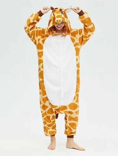  Pijamas Kigurumi Disfraz de lujo Disfraz de mono Animal Jirafa Cálido Confortable Con Capucha Vellón Adulto Hombre Mujer Víspera de Todos los Santos Carnaval Fiesta Rendimiento Ropa de casa