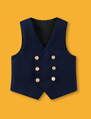  Kinderen Jongens Vest jas bovenkleding Effen Kleur Mouwloos V-hals Knop jas Buiten Modieus Stoer Dagelijks Zwart Marineblauw khaki Lente Herfst 4-12 jaar