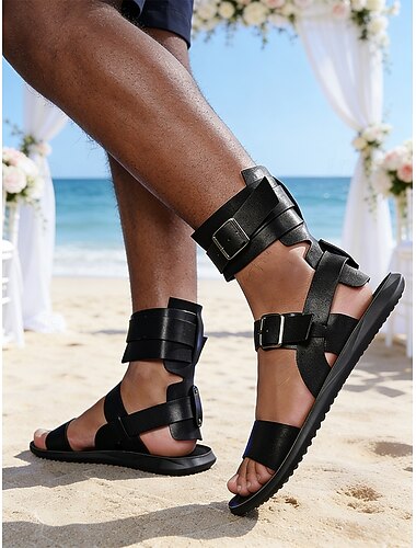  Sandales gladiateur marron pour homme – élégantes, avec brides réglables et confortables, idéales pour les mariages, la plage et les activités estivales en plein air.