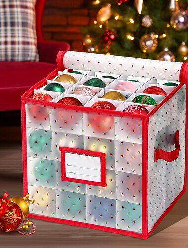  Aufbewahrungsboxen für Christbaumkugeln, Aufbewahrungsboxen aus robustem Kunststoff für bis zu 64 Christbaumkugeln