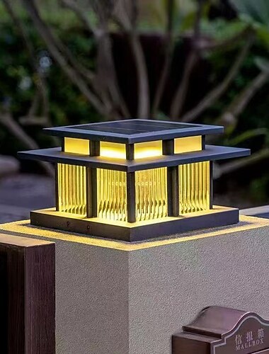  Luces solares para postes, luces solares para tapas de postes a prueba de agua IP65, luces para postes de cercas, luces solares para postes, faroles impermeables para pilar de exteriores