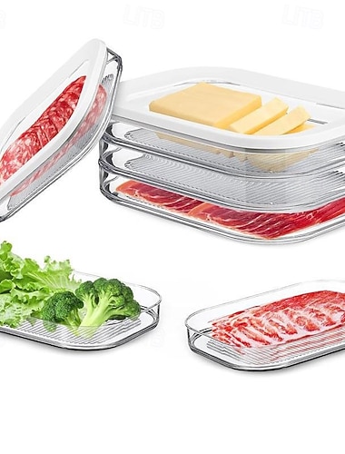  Stapelbare, luftdichte Vorratsdosen mit Deckeln (1/2/3/4 Lagen), ideal für die effiziente Organisation des Kühlschranks, perfekt für Käse, Aufschnitt, Obst und Gemüse.